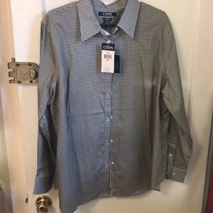 NWT Chaps Black and White Long Sleeves Dress Shirt